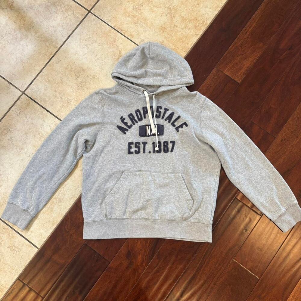 Vintage Aeropostale Hoodie - Gray 2000s Y2K